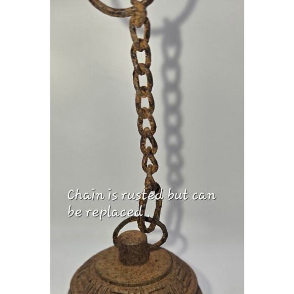 Vintage Chinese Temple Cast Iron Metal Bell, Wind Chime with Bat Pattern - Picture 6 of 8